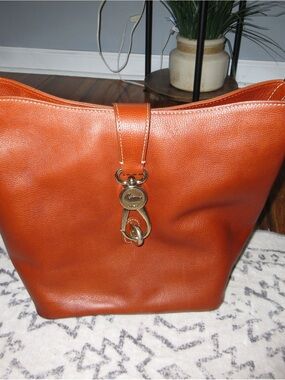 Dooney and Burke  Leather Tote Bag in Orange with Signature Hardware